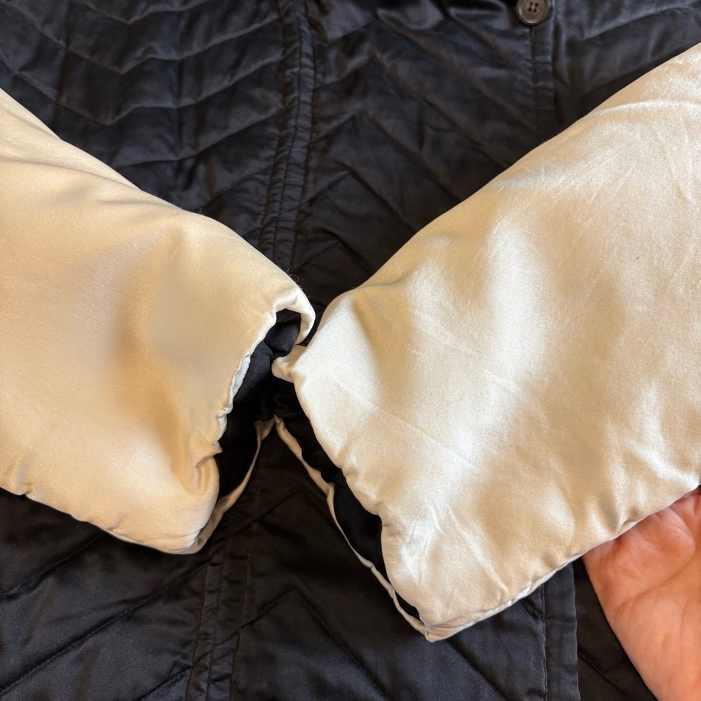 Isabel Marant Black Cream Ivory Quilted Chore Utility Jacket Bomber Silk Boxy 40 - Picture 3 of 13